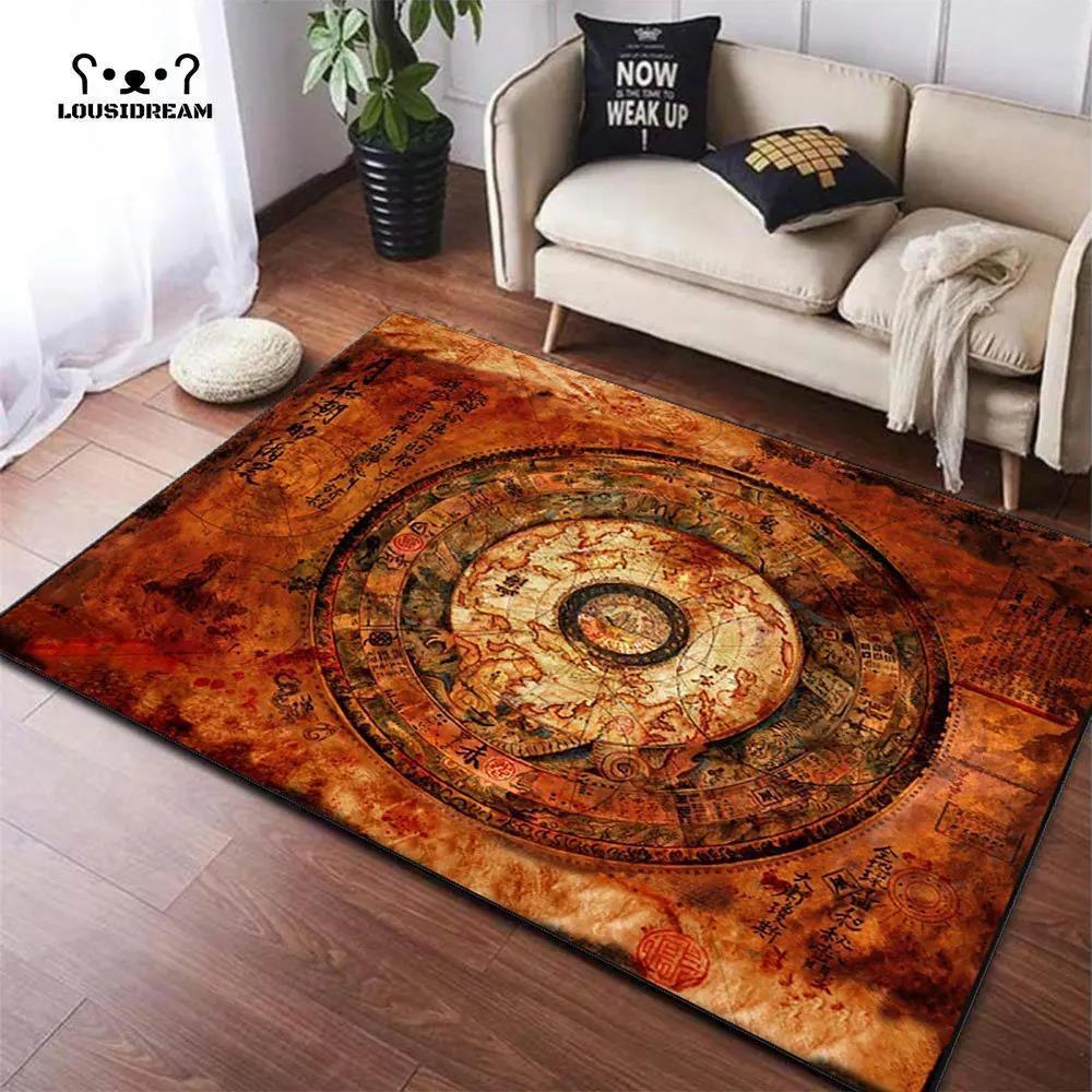 3D Middle Earth Map Large Carpet Rug for Home Living Room Bedroom Sofa Doormat Decor Vintage Fantasy Floor Mat for Library Study