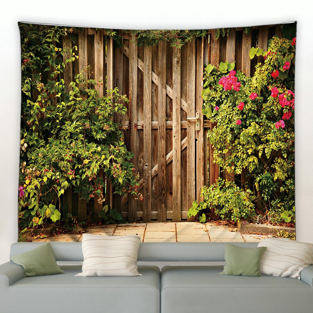 Flower Garden Landscape Tapestry Home Background Wall Cloth Garden Poster Exterior Wall Hanging Bedroom Room Decoration