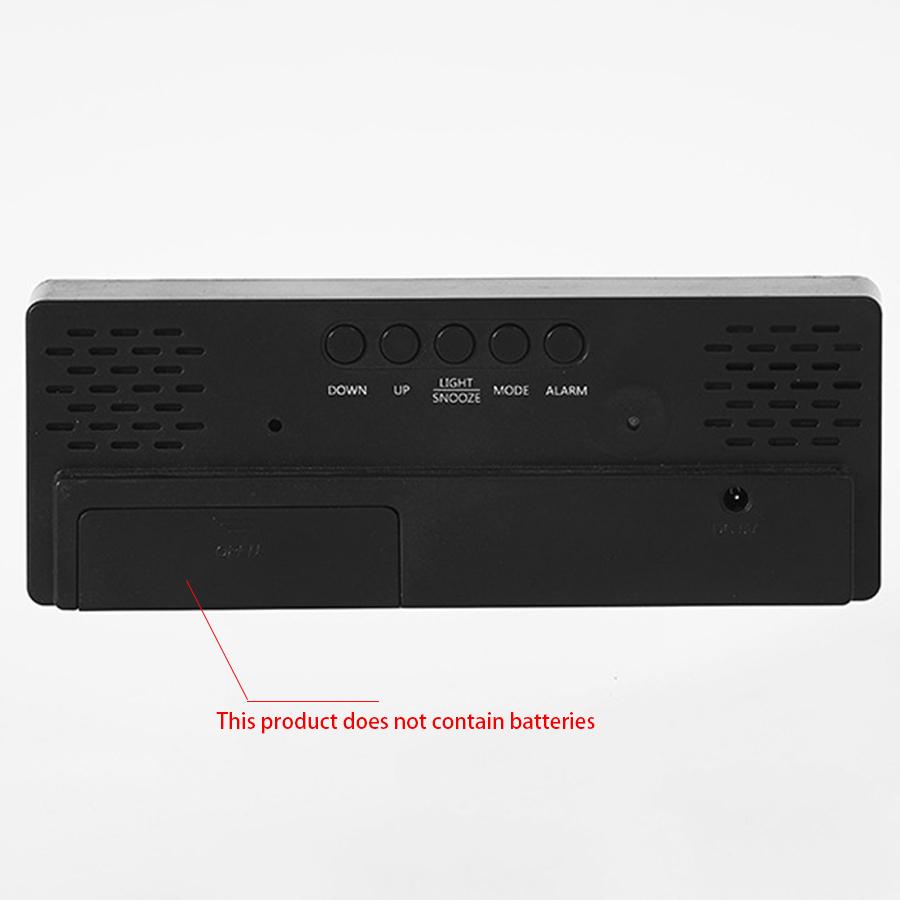 Multifunctional LED digital display alarm clock rectangular mirror clock desktop temperature, voice control, brightness adjustme