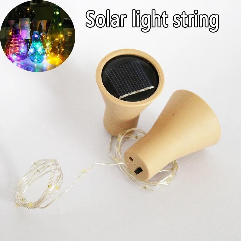 2M 20LED Solar Wine Bottle Cork String Lights Copper Wire Fairy Lights Waterproof for Wedding Party Garden Indoor Home Decor