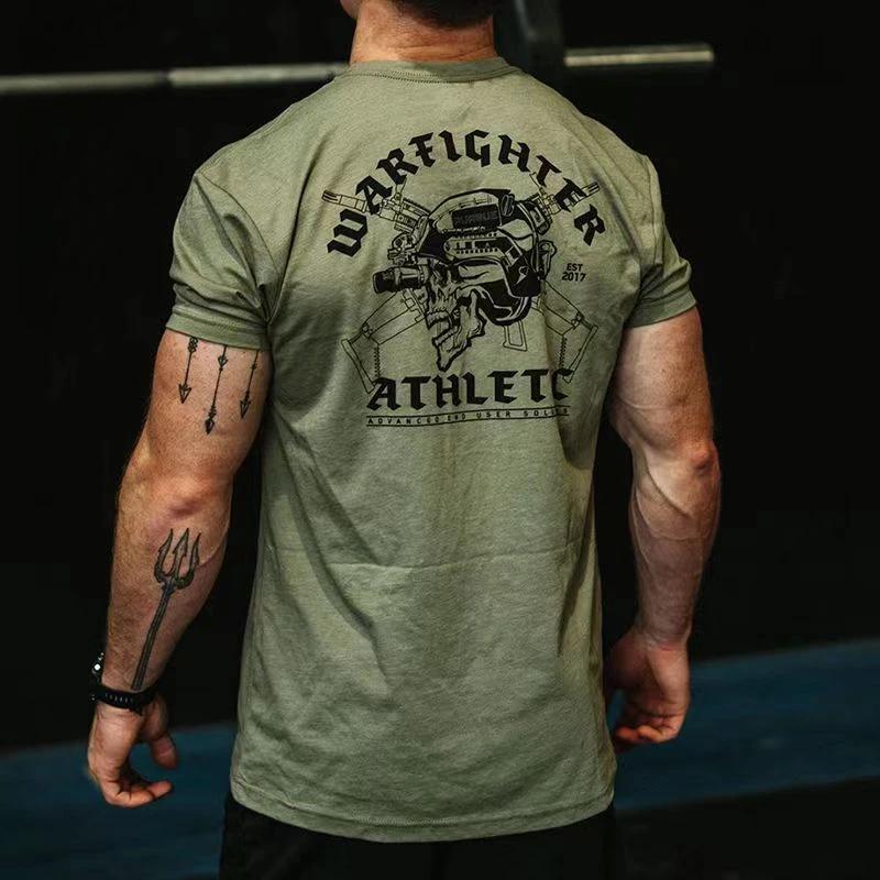 

Летняя новинка Warfighter Security Theme, мужская футболка, тактический шлем, принт, круглый вырез, короткий рукав, футболка XXXXXL небесно-голубой