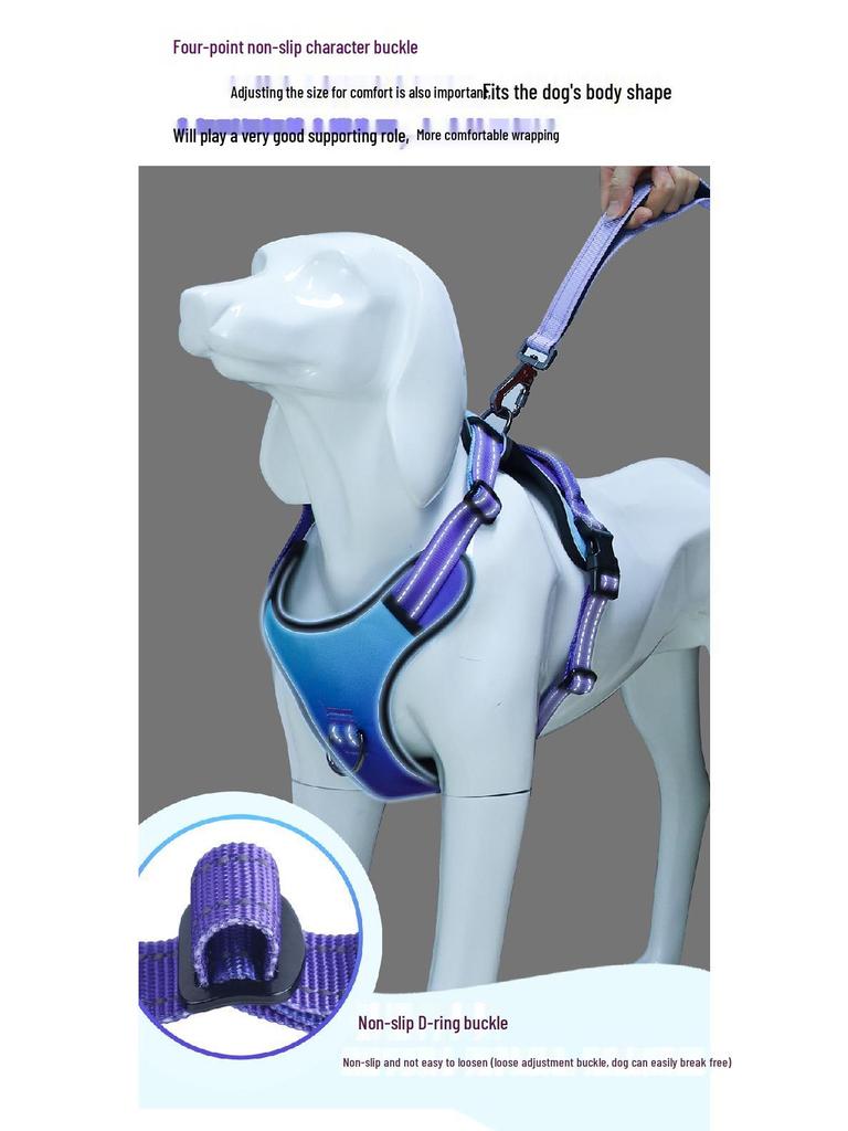 Reflective Pet Dog Harness and Leash for Medium to Large Dogs - Anti-Shock Design