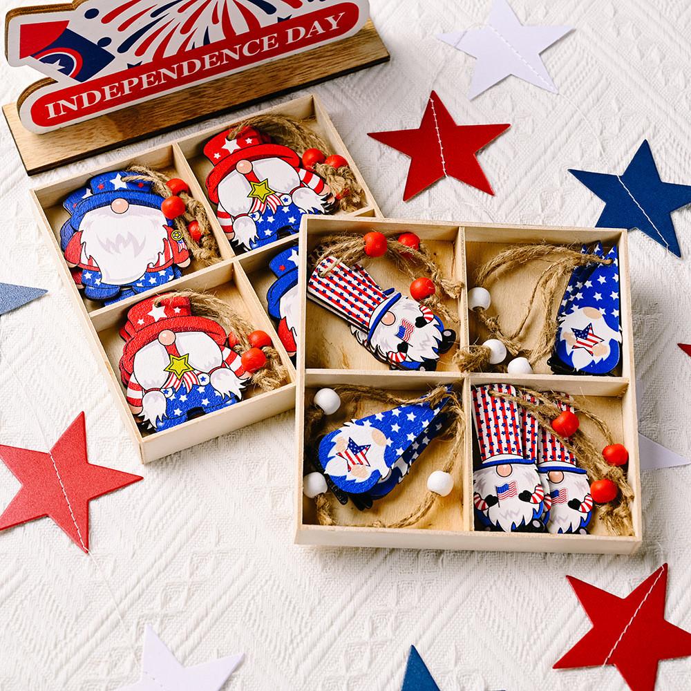 Exquisite Independence Day Decorative Wooden Box Hanging Ornament For Home Atmosphere