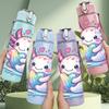 1PC Pastel Axolotl Cartoon 750ml Color Plastic Sports Water Bottle Leakproof Flip Straw Lid Suitable for Sports Office Home Use