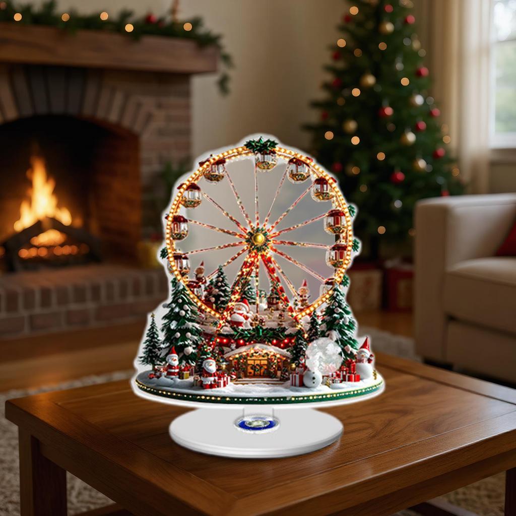 Ruchome świąteczne koło młyńskie z motywem drzewka - świąteczna dekoracja stołu na tacę piętrową, kominek, wesele, prezent noworoczny