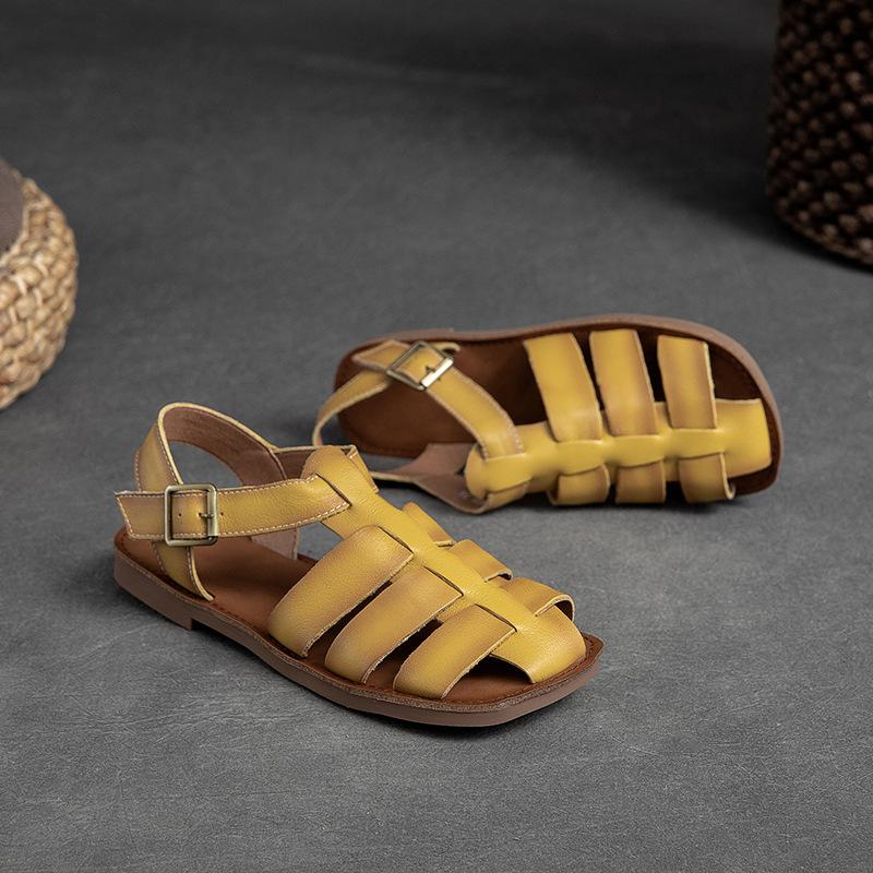 Fashion GKTINOO 2025 New Women Sandals Real Leather Summer Shoes Women Roman Fashion Daily Vacation Female Footwear Size 35-40