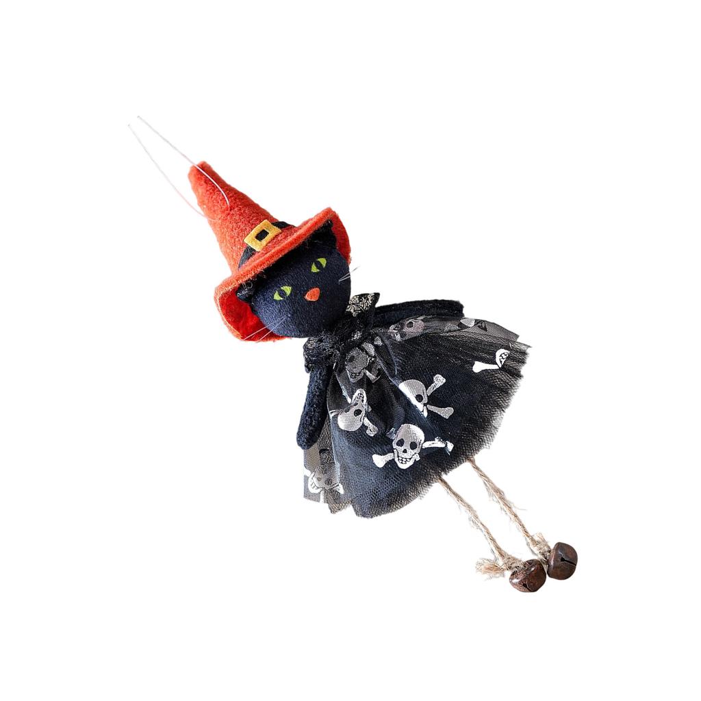 Halloweens Themed Fabric Hanging Ornament Scary Eerie Decorations Witch Black Cats Pumpkin Phantoms For Indoor Outdoor Use