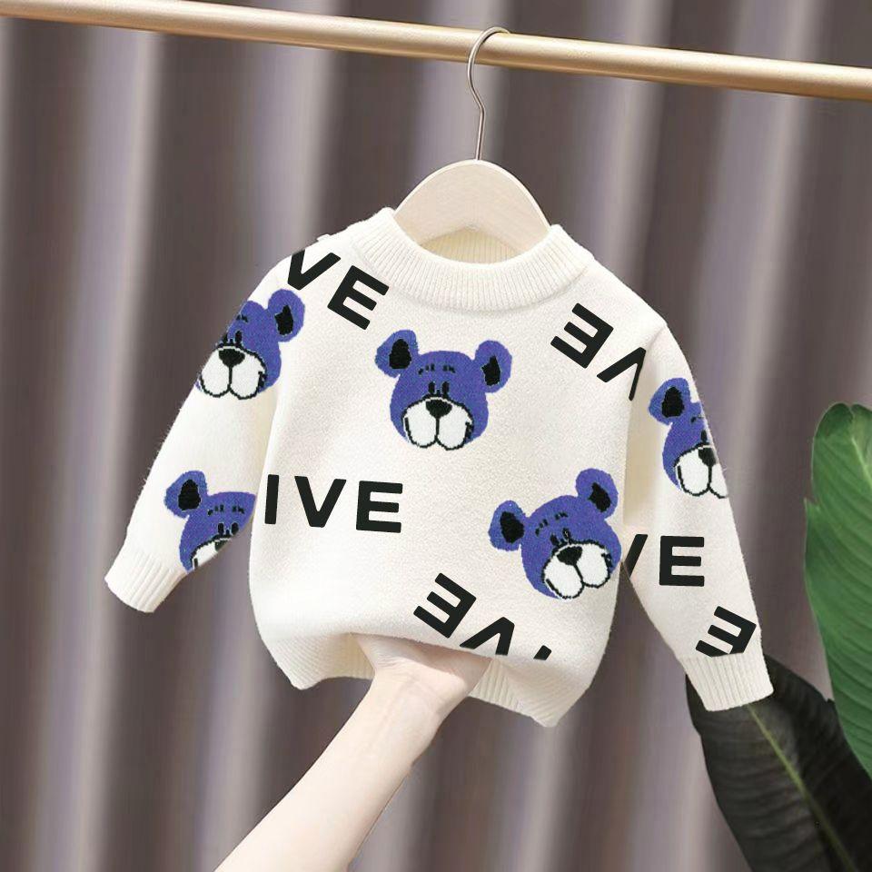 

Дети Мальчики Мода Свитер Трикотаж Жаккард Медведь Вязаный Детский Мальчики Свитер Осень Зима Мальчики Топы 130 синий