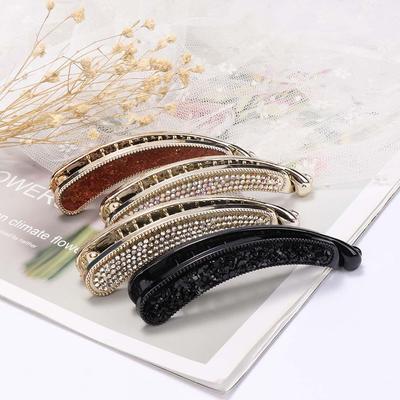 Fashion Crystal Rhinestone Classic Banana Headwear Barrette Hairpin Hair Accessories Hair Clip Claw