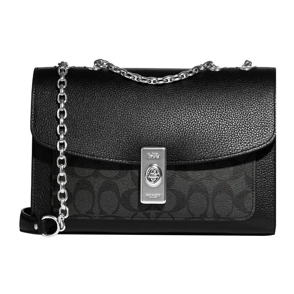 

Coach Lane Series 26 Classic Monogram Turnlock Flap Crossbody Bag Women bags Black CC330-SVTSQ Basic Set (Bag+Dust Bag)