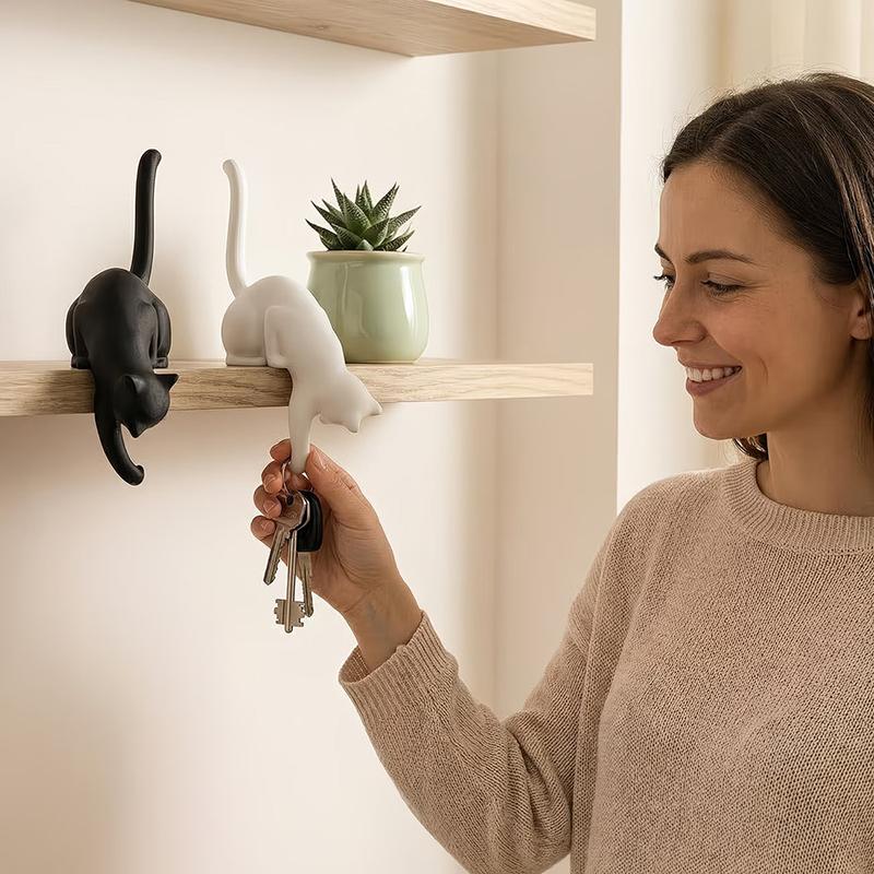 3D Printed Cat Inverted Hanging Ornament Hook - Cat-Shaped Storage Hook For Home Decor, Key, Indoor, Idea For Pet Lover