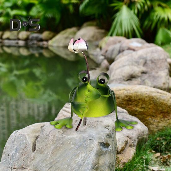 Frosch-Gartenstatue, handgefertigt, Eisenfrosch-Ornament, Sammler-Froschfigur für Terrasse, Balkon, Heimdekoration, Büro, Schreibtisch