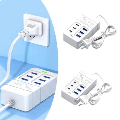 Mobile Phone Charger with Multi Port, Type C & USB Power Socket for Fast Charging 100cm Extension Line Charging Socket