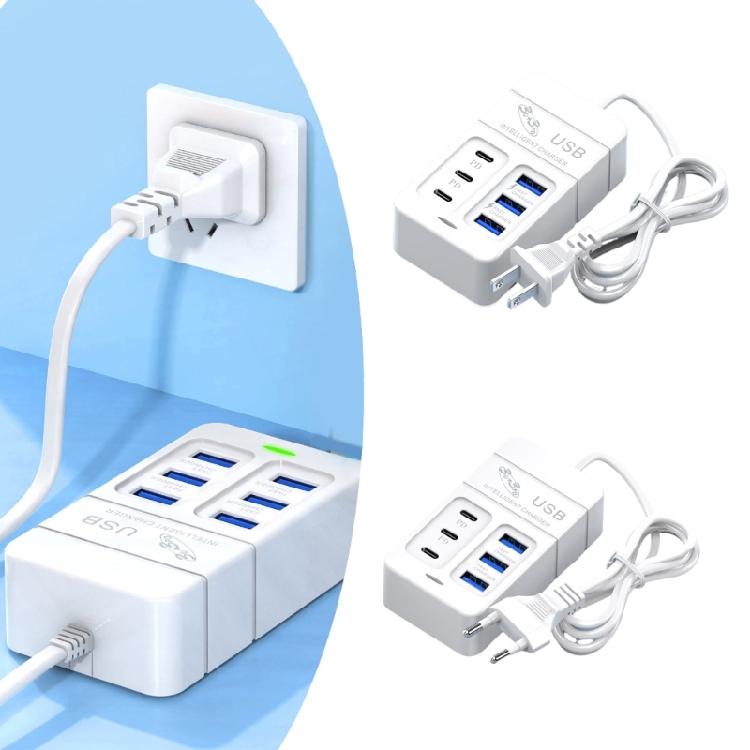 6-port Phone Charger Type C USB Desktop Wall Charging Adapter 35W Mobile Phone Power Outlet Extender Cable Dock