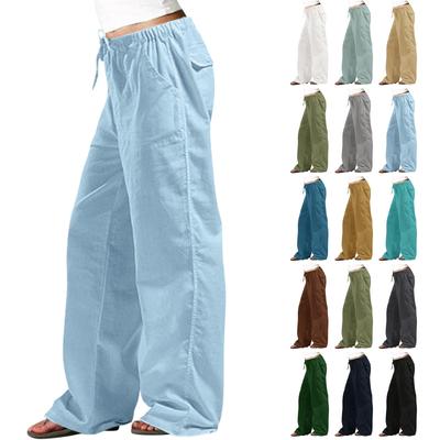 2024 Neue Damen Freizeit Einfarbige Übergröße Damen Hohe Taille Lange Hosen Mode und Vielseitig Locker Mit Taschen Zum Arbeiten