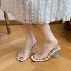 Summer Women Pumps Sandals PVC Jelly Slippers Open Toe High Heels Women Transparent Perspex Slippers Shoes Heel Clear Sandals