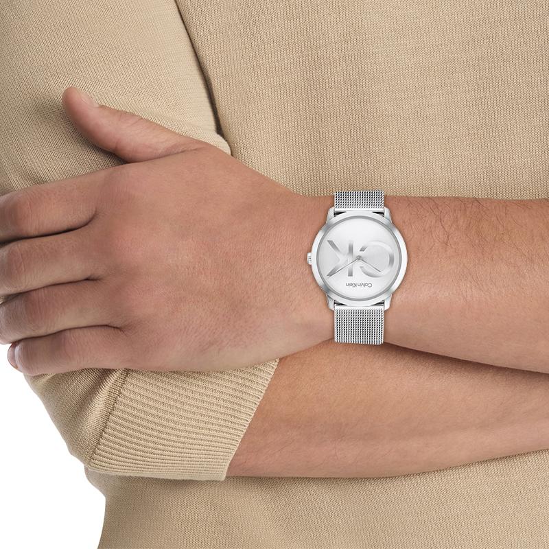 Calvin Klein Quartz Watch Steel Strap Silver Dial Simple Logo Watch Unisex watches 25300009