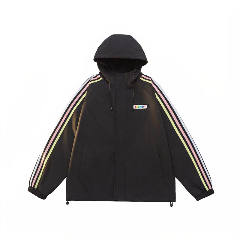 Jackets for Men and Women In Spring and Autumn Dopamine Couple Striped Waterproof Jacket for Men