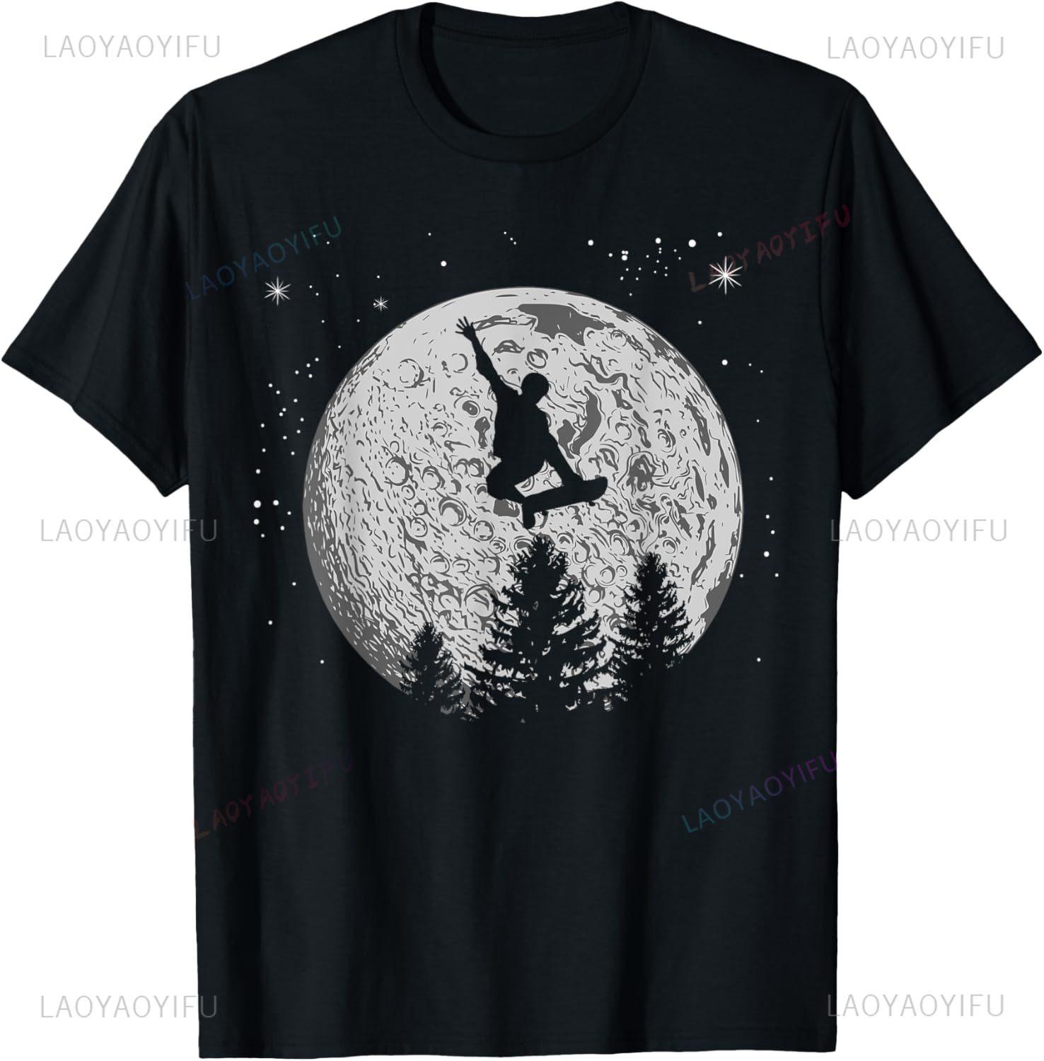 Skater Skateboarder Skateboard Moon Skateboarding Gift TShirt Unisex Summer Streetwear Tops Print on DeUnisexd Camisas Streetwear S