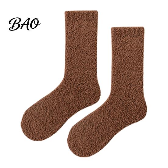 Winter Bed Socks for Cold Feet Coral Fleece Crew Women, Thickened Non-slip Warm Socks, Fuzzy Plush Lining Thermal House Soft Mittens Weather Velvet