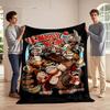 Cartoon Gorillas, Barrels, Bananas, and a Rhino with Donkey Kong Title. for All Seasons Blanket Lunch Break Throw Gift