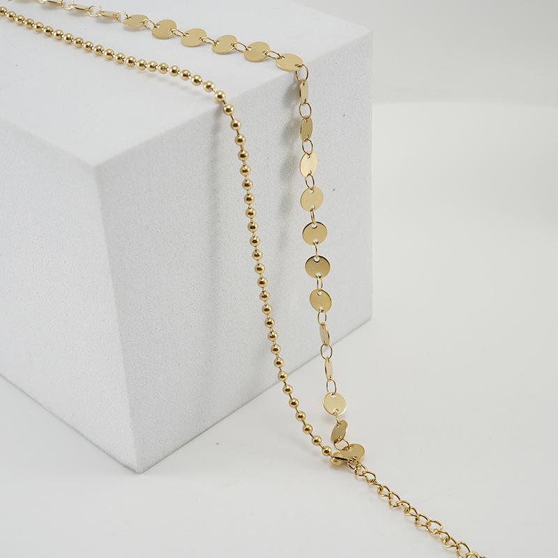 18k Gold Electroplated Stainless Steel Anklet with Small Round Charms