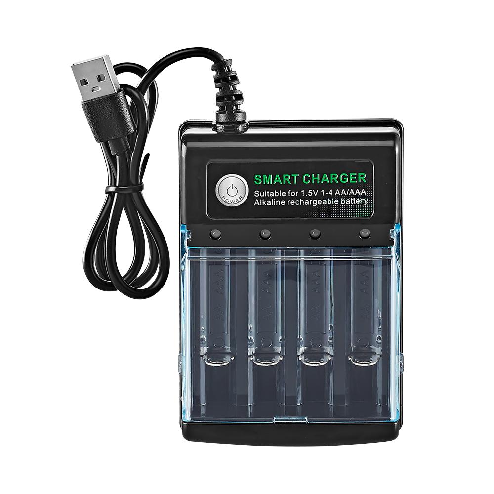 

1.5V USB 4 slots Charger Independent Charging +16 Pcs AA AAA 3000mAh Rechargeable Alkaline Battery 1.5V Recharge Batteries