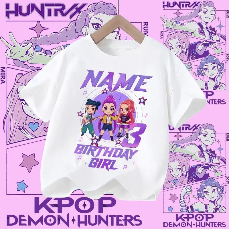 

Soft Cotton T-Shirt for Girls, 2026 Movie Design,Children s Clothing,Gifts for K-Pop Demon Hunters Fans, Fashionable Casual Tops 110