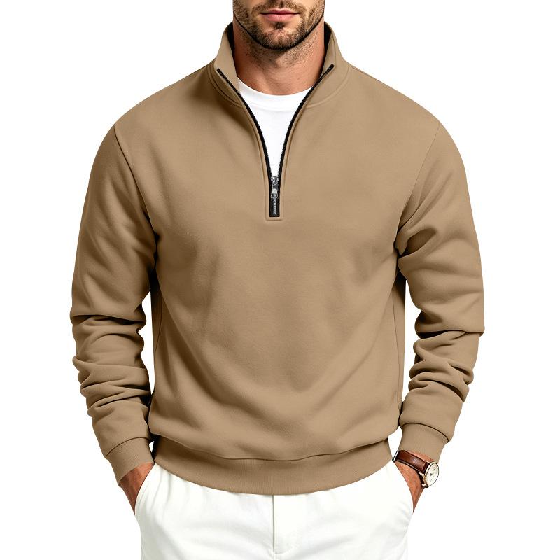 Men's Fleece Half Zip Sweatshirt Stand Collar Relaxed Fit Outdoor Casual Pullover