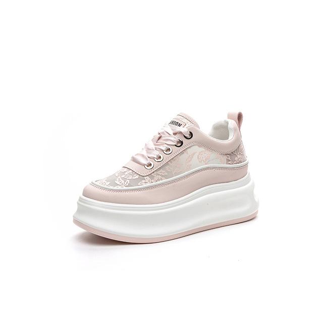 

7,5 см микрофибра кожа замша платформа туфли танкетка кроссовки для женщин летняя обувь сетчатые дышащие женские белые кроссовки 40 розовый