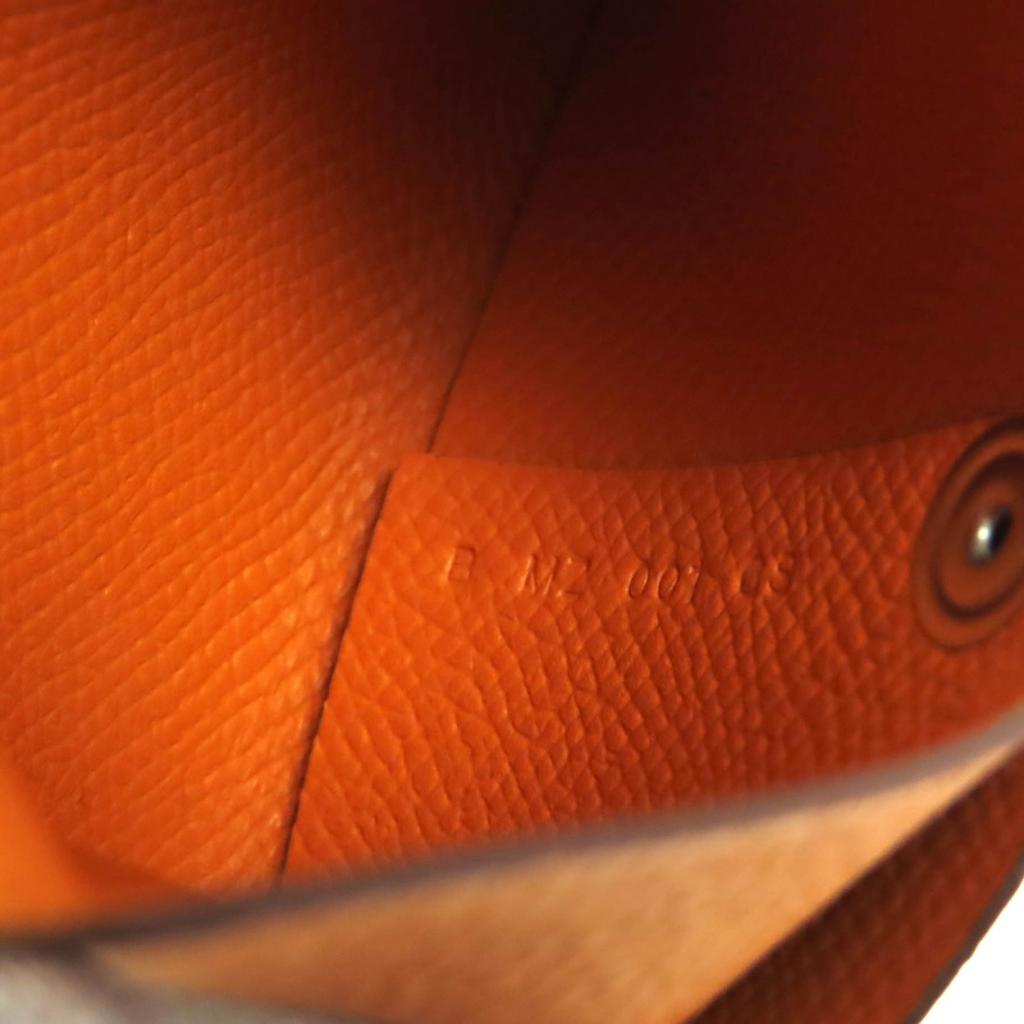 Pristine HERMES Coin case Bastia Orange Epsom Leather Women Used