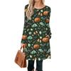 Damen Langarmkleid Herbst Freizeit T-Shirt Lockere Passform Plissiertes Vorderteil Kleider mit Taschen
