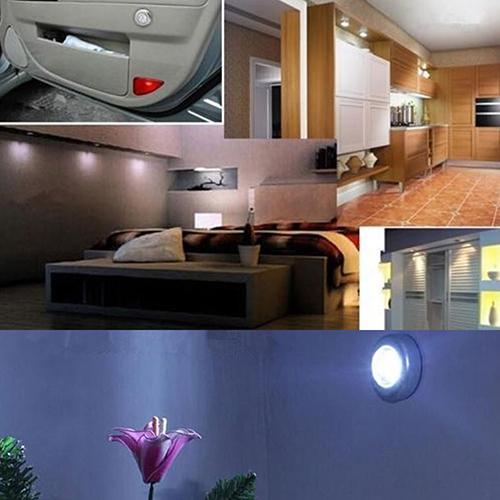 Mini Användbar Vägglampa Köksskåp Garderob Bil 3 LED Trådlös Push Touch Lampa