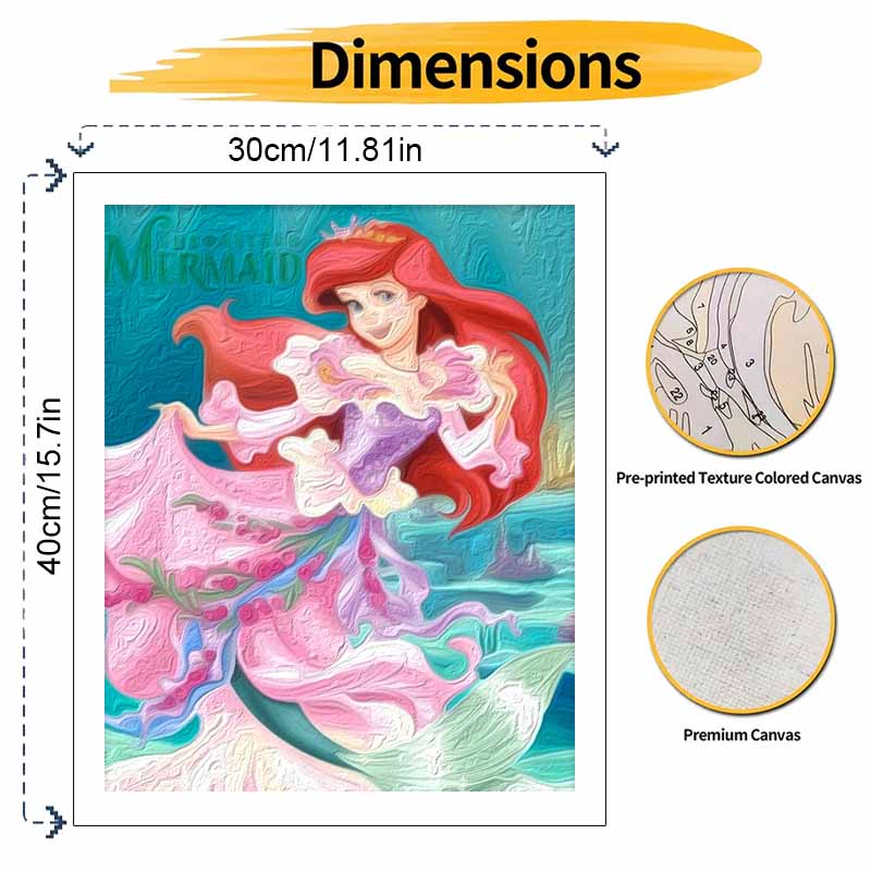 Disney Oil Painting Kit Painting Ariel's Dreamy Gown Home Bedroom Wall Decor Gift