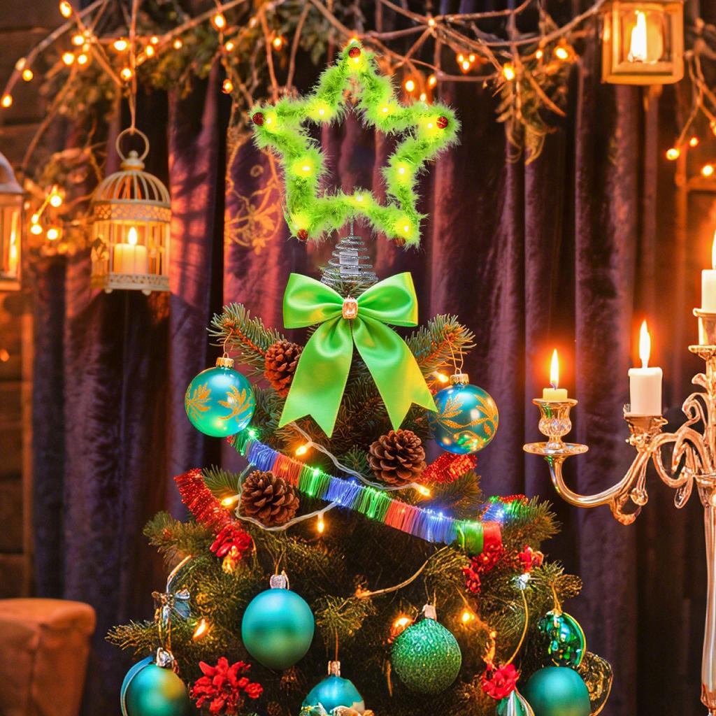 Christmas Tree Top Star Decoration Christmas Decorations Green