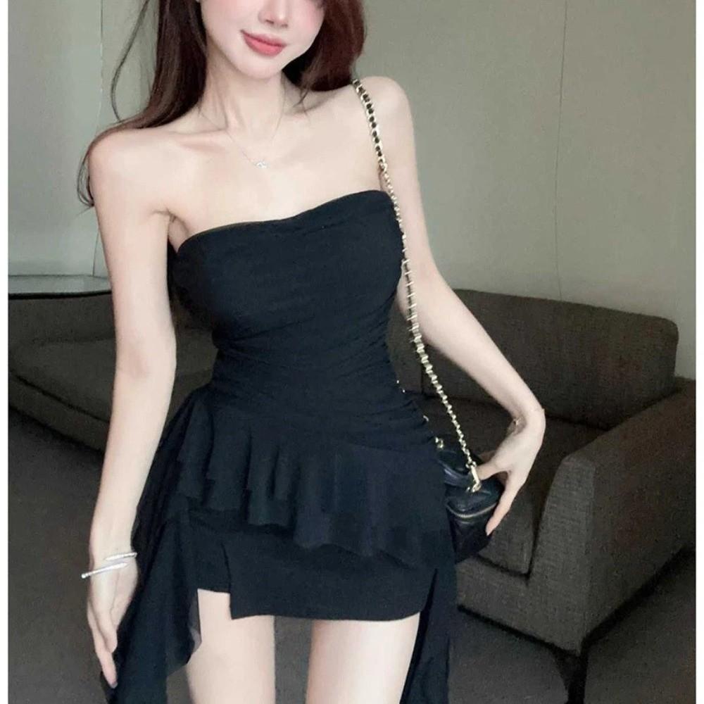 Sweet Irregular Ruffled Vest Spring Summer Cropped Tube Top Fashion Women's Vest Top Beach