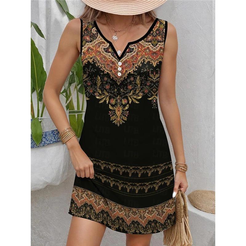 IHUASU Fashion Summer Spring Sleeveless V-Neck Casual Dresses S