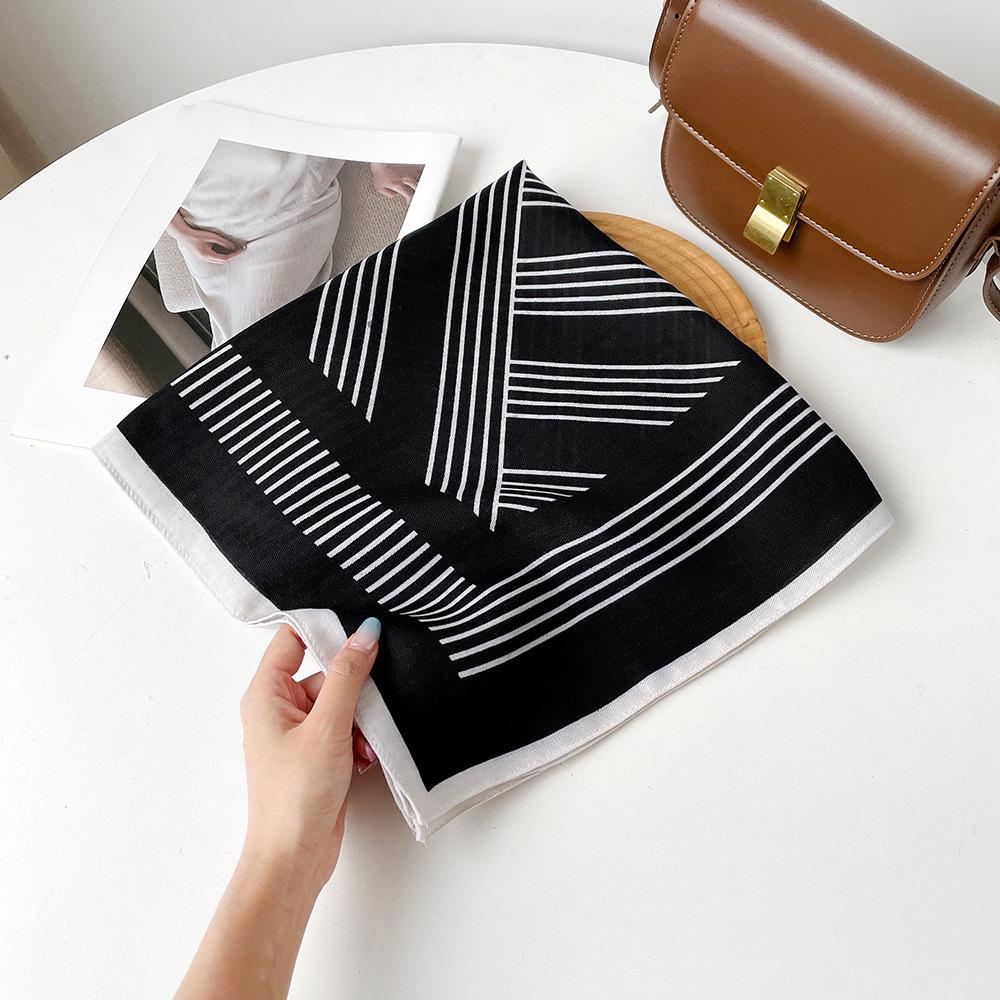 Retro Cotton And Linen Herringbone Pattern Small Square Scarf Silk Scarf Versatile Square Scarf Belt Silk Scarf Clothing With Neck Scarf