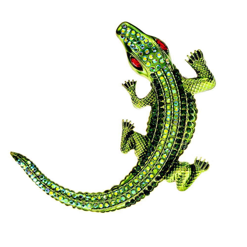 

Inlaid Rhinestone Metal Crocodile Brooches for Women Trendy Classic Personality Enamel Animal Brooch Pins Jewelry Party Gifts 1pc
