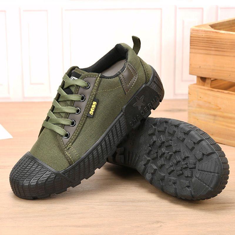 Low Cut Green Worker Canvas Shoes Size 38-45 Men Women Farmer Training Liberation Shoes Outdoor Labor Rubber Sole Sneakers