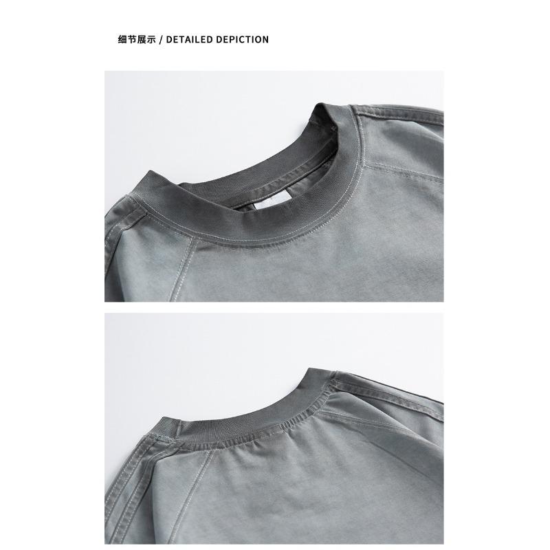 Men Crew Neck Raglan Short Sleeve T Shirt Washed Vintage Loose Fit Casual Daily Tops