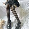 Women Over Knee Thigh High Socks Long Tube Leg Warmers Stocking Dark Vertical Stripe Leggings Sock