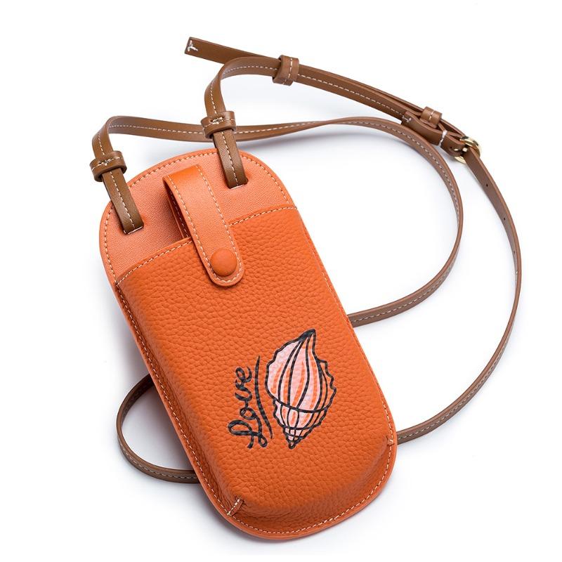 

New creative contrasting color mobile phone bag niche design first-layer cowhide vertical versatile mini oblique span small bag