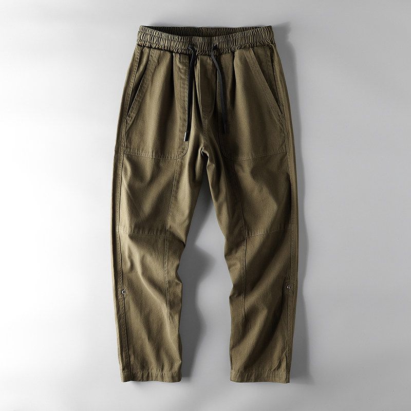 Foreign Trade Cut the Tag off Overplus Order Men s Amekaji American Heavy Overalls Retro Cropped Pants Export Original Casual Pants Green S