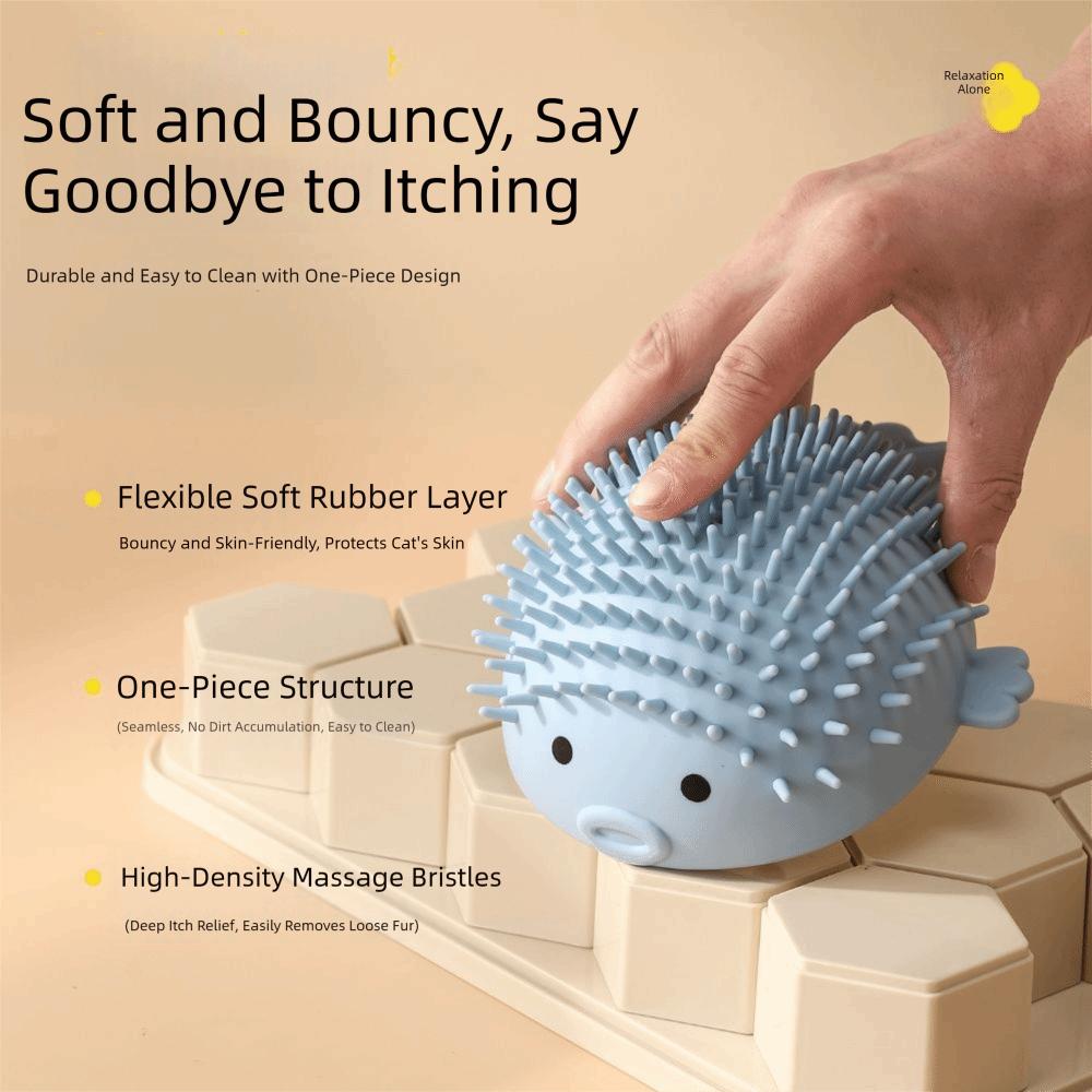 Wall-Mounted Wall Cat Self-Groomer Globefish Shape Cat Massage Brush Living Room