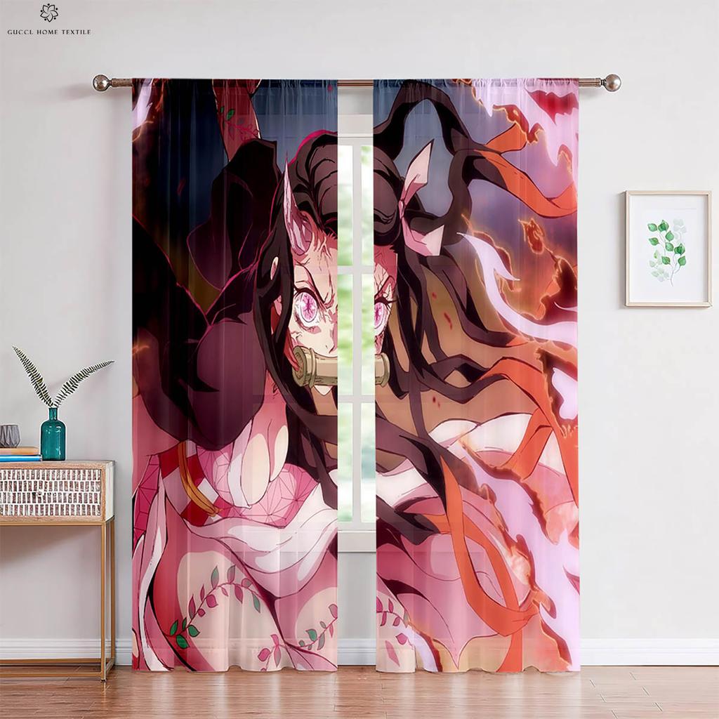 Japanese Comic Printed Curtains, Animation Hot Blood, Suitable for Bedroom, Living Room, Kitchen, Study, Window Decoration