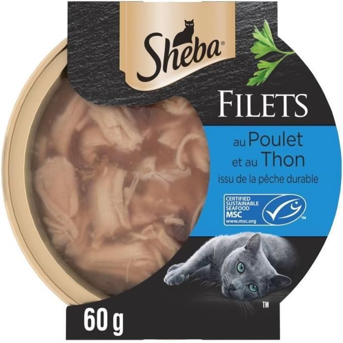 Aliment Complémentaire - SHEBA - LES DOMES DE SHEBA - Filets Poulet Et Thon - 32 X 60g - Pêche Durable
