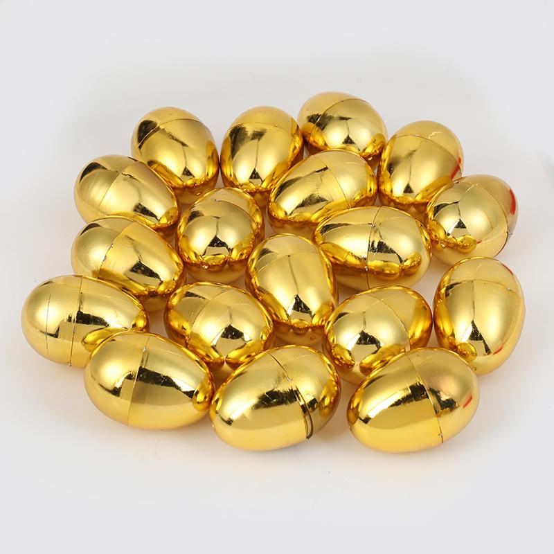 6-24pcs Golden Easter Eggs Plastic Fillable Egg Easter Egg Hunt Game Prizes Home Decoration Supplies Kids Birthday Party Favors