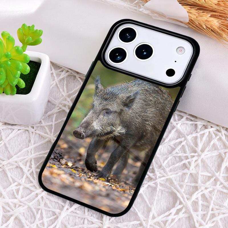 Cute Wild Boar Funny Cartoon Phone Case for iPhone 17 Air 16 15 11 12 14 13 Pro Max Shockproof Cover