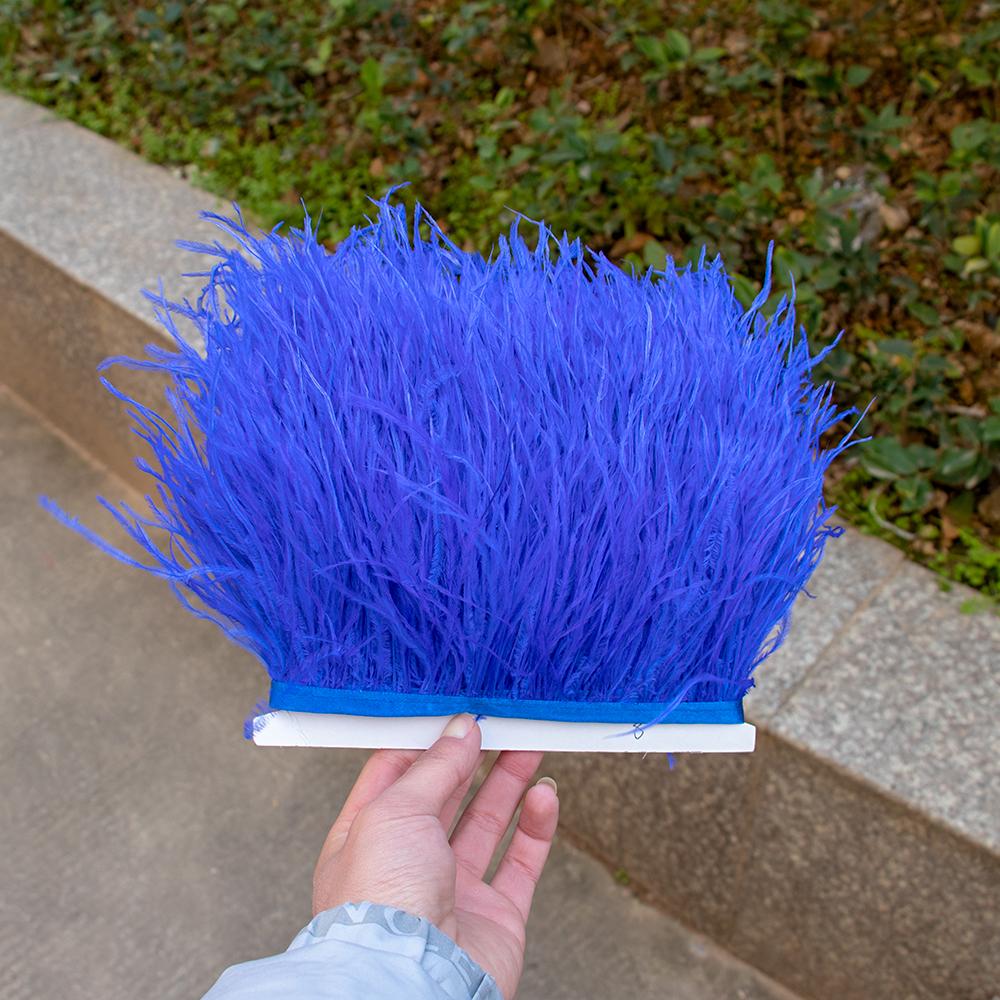 8-10Cm Ostrich Feather Trims For Skirt Natural Ostrich Feathers On Tape Ribbon Decoration For Dresses Carnival Accessories